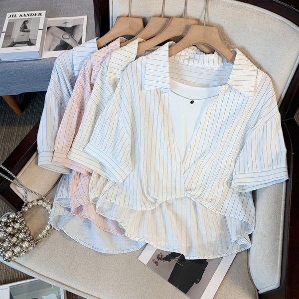 Fashion summer short sleeve shirt short sunscreen vest 2pcs set